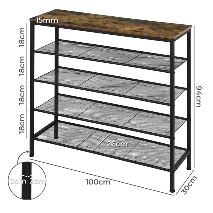 5-tier Shoe Rack Storage Cabinet 100cm Wide