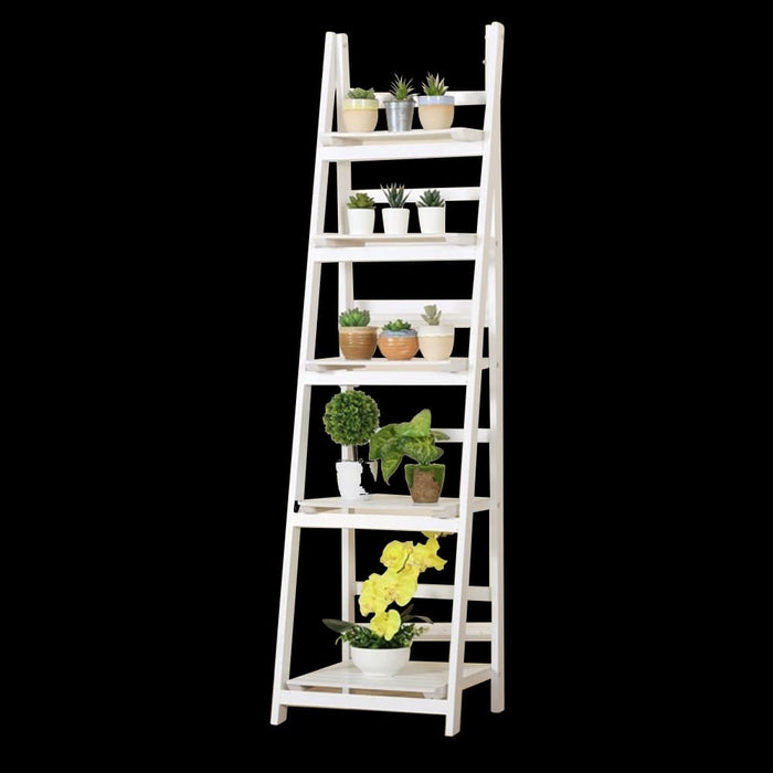 5 Tier Wooden Ladder Shelf Stand Storage Book Shelves