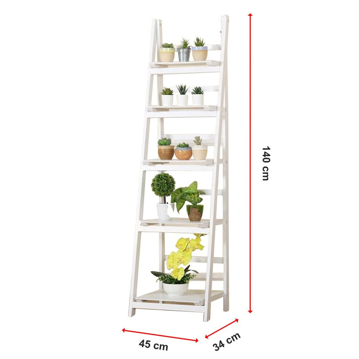 5 Tier Wooden Ladder Shelf Stand Storage Book Shelves