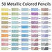 50 Metallic Coloured Pencils Set