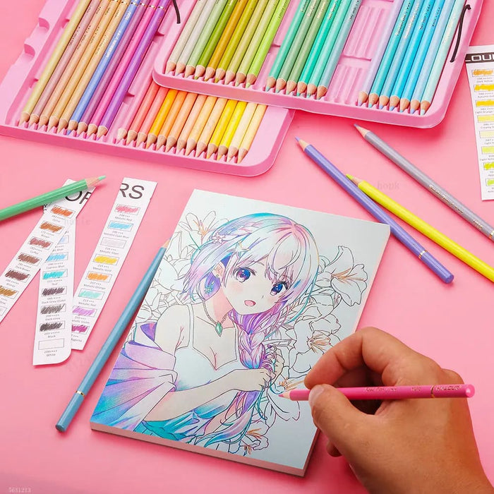 50 Metallic Macaron Coloured Pencils Iron Gift Box Set