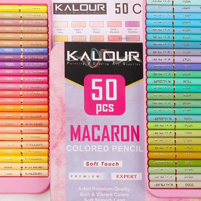 50 Metallic Macaron Coloured Pencils Iron Gift Box Set