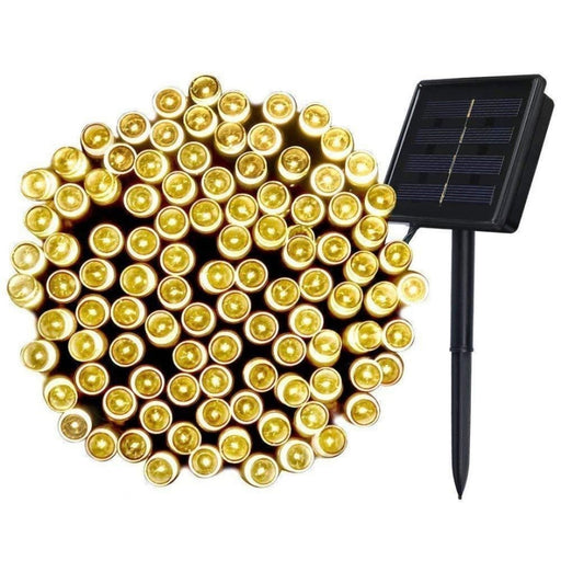 500 Led Solar Powered Fairy Lights Warm White 8 Modes 24.9m