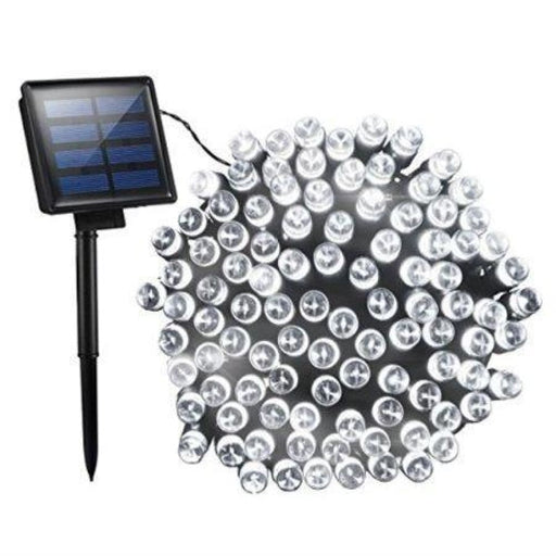 500 Led Solar Powered Fairy Lights White 8 Modes 24.9m Lit