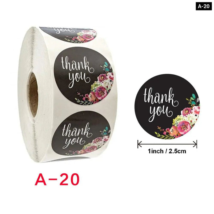 500 Thank you Flower Stickers Handmade Custom Label