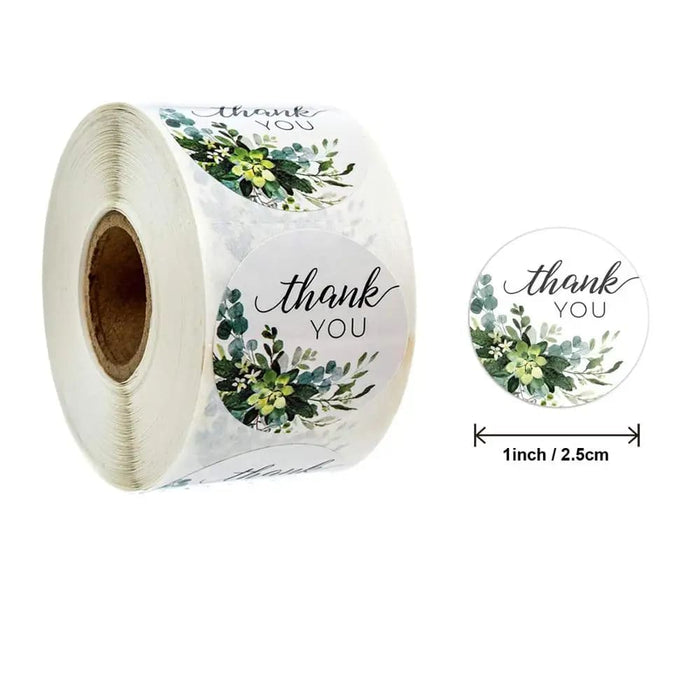 500 Thank you Flower Stickers Handmade Custom Label