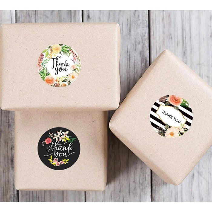 500 Thank you Flower Stickers Handmade Custom Label