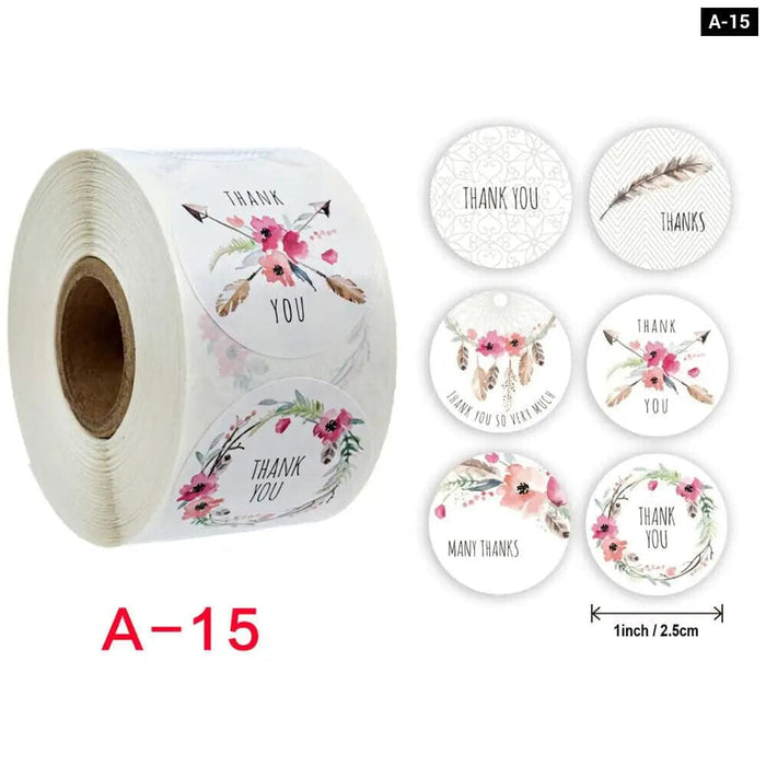 500 Thank you Flower Stickers Handmade Custom Label