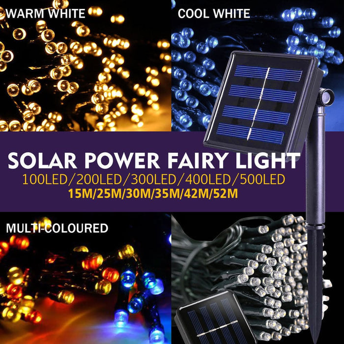 52m 500led String Solar Powered Fairy Lights Garden