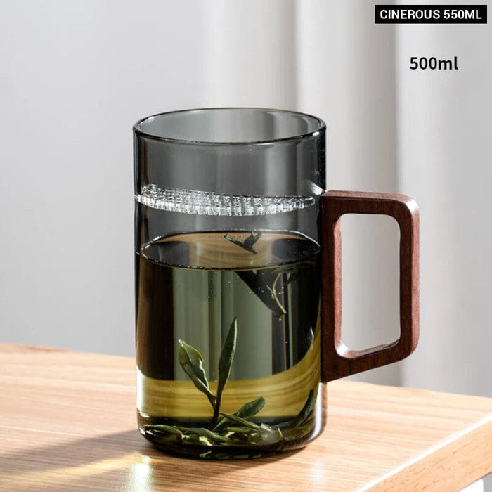 500ml Glass Coffee Mug with Wooden Handle
