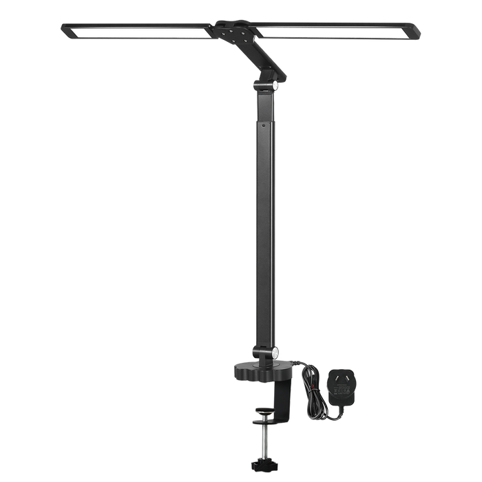 Goslash Picks Double Head Led Desk Lamp Dimmable With Clamp