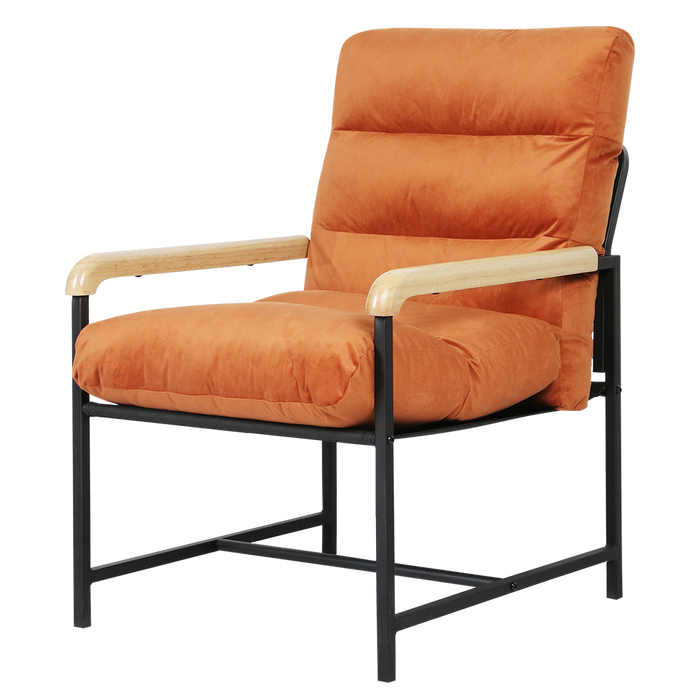 Goslash Picks Metal Framed Lounge Chair Velvet In Orange