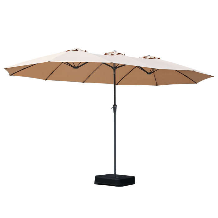4M Double-Sided Patio Umbrella Outdoor Umbrella Base Stand Khaki