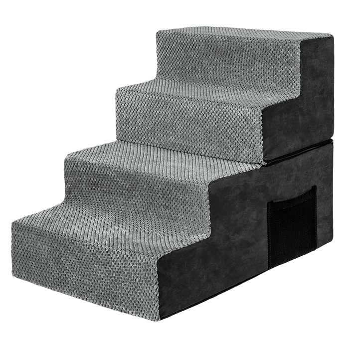Goslash Picks 4 Steps Pet Stairs Dog Ramp High Density Foam Grey