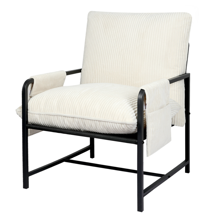 Goslash Picks Metal Framed Lounge Chair Corduroy In Beige
