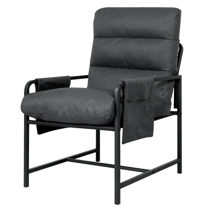 Goslash Picks Metal Framed Lounge Chair Linen In Dark Grey