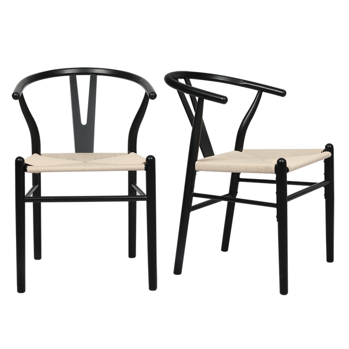 4X Dining Chairs Wooden Hans Black