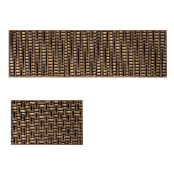 Goslash Picks Kitchen Rug 2Pcs Woven Non Slip Absorbent Brown
