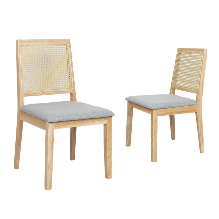 2X Rattan Dining Chair Solid Wood Lounge