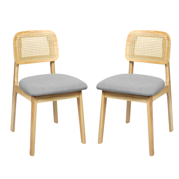 Dining Chair Wood Rattan Armless Natural X8