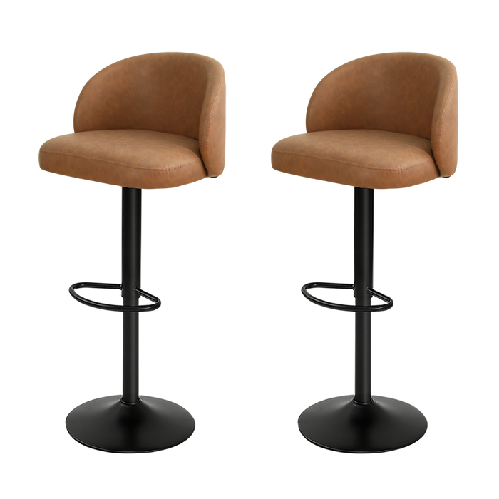 4X Bar Stool Swivel Gas Lift Pu Leather Brown