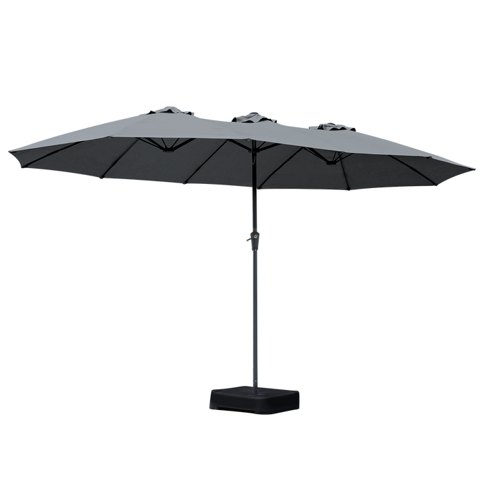 4.5M Double-Sided Patio Umbrella Outdoor Umbrella Base Stand Grey