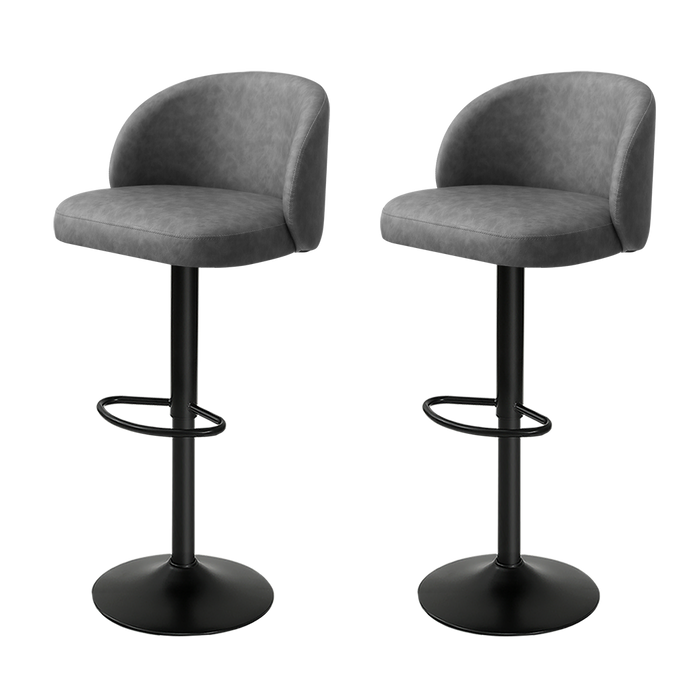 4X Bar Stool Swivel Gas Lift Pu Leather Grey