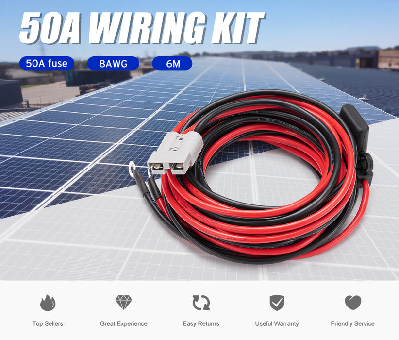50A Wiring Kit 12V 6M Anderson Style Plug Battery Cable Quick Connect