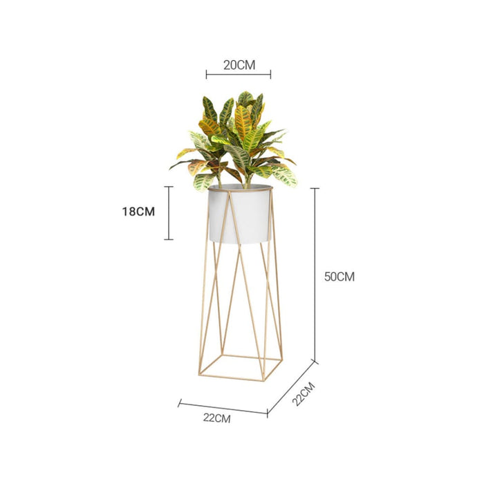 2x 50cm Gold Metal Plant Stand With White Flower Pot Holder