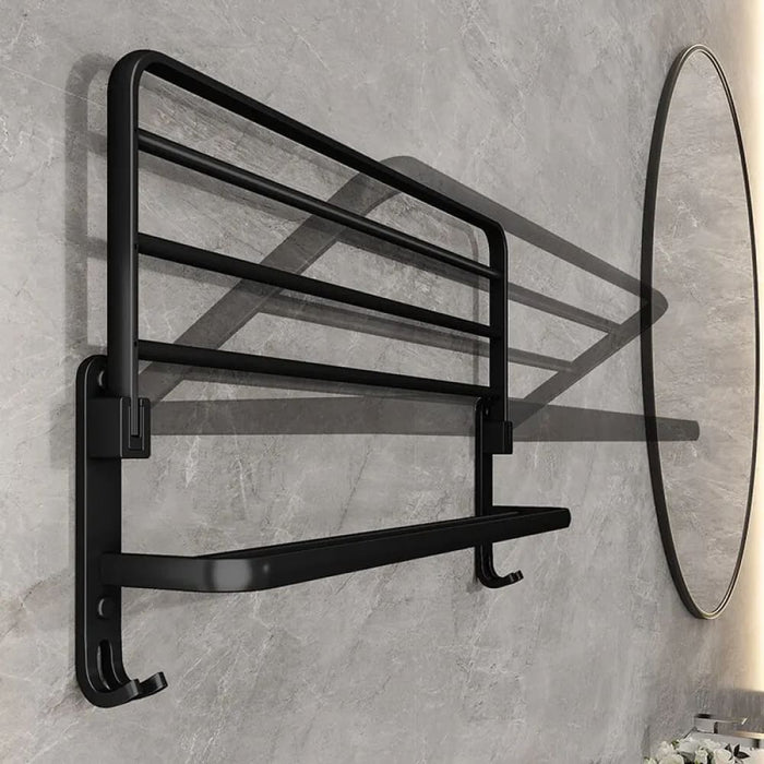 50cm Matte Black Folding Towel Holder with Hook