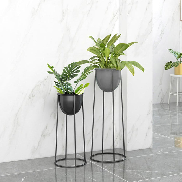 2x 50cm Round Wire Metal Flower Pot Stand With Black