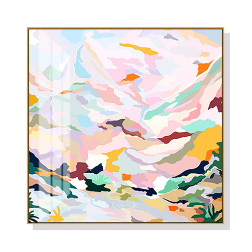 50cmx50cm Abstract Pink Mountain Hand Painted Style Gold