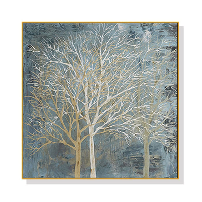 50cmx50cm Forest in the Twilight Trees Gold Frame Canvas