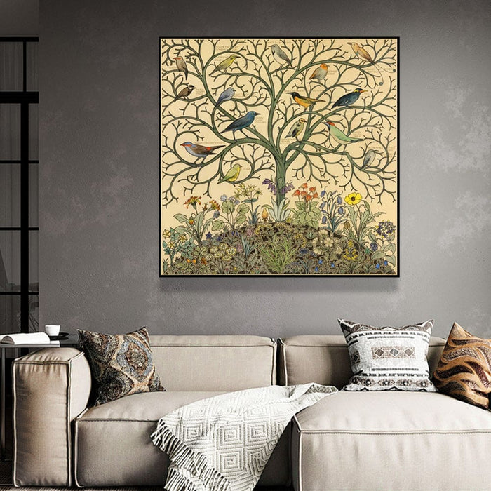 50cmx50cm Tree of Life Black Frame Canvas Wall Art