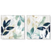 50cmx50cm Watercolour Style Leaves 2 Sets White Frame
