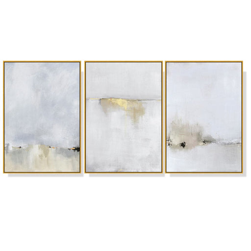 50cmx70cm Abstract Golden White 3 Sets Gold Frame Canvas