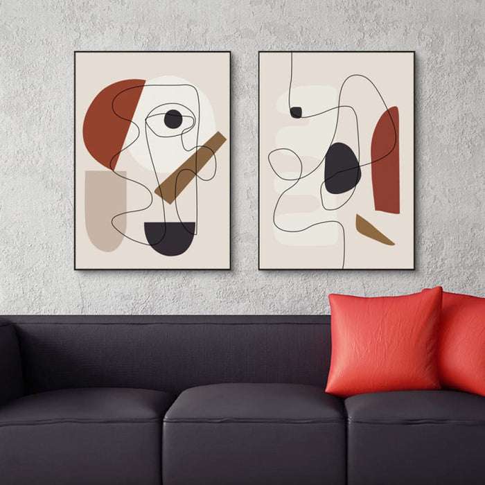 50cmx70cm Abstract Line Art by Picasso 3 Sets Black Frame
