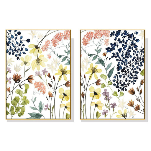 50cmx70cm Flower Composition 2 Sets Gold Frame Canvas Wall