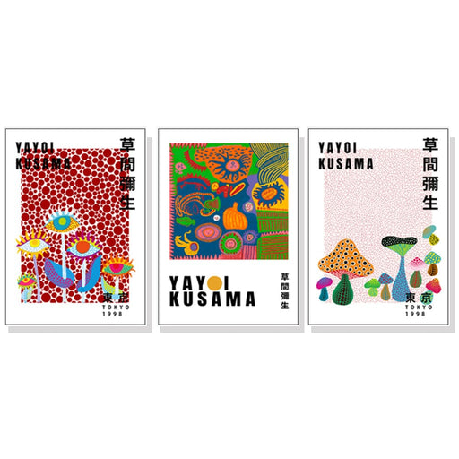 50cmx70cm Wall Art by Yayoi Kusama 3 Sets White Frame Canvas