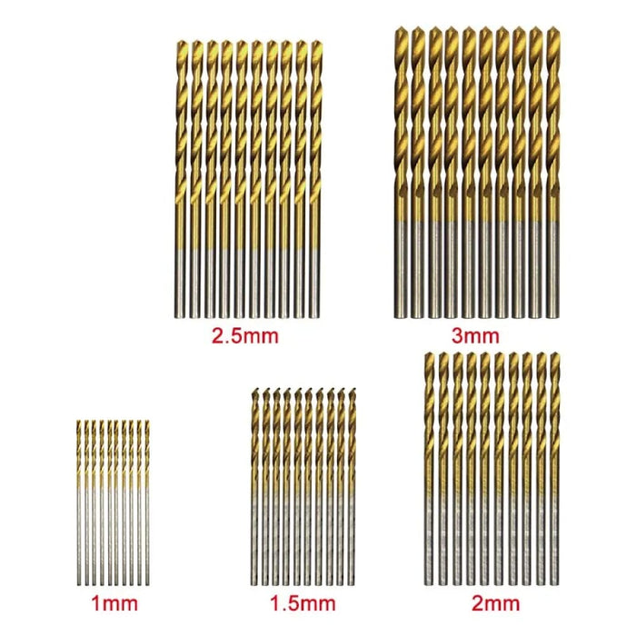 50pc Titanium Plated Twist Drill Set For Electric And Diy
