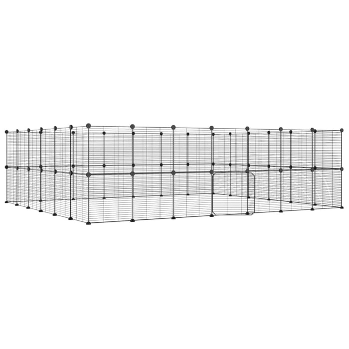 52-panel Pet Cage With Door Black 35x35 Cm Steel Tooabai
