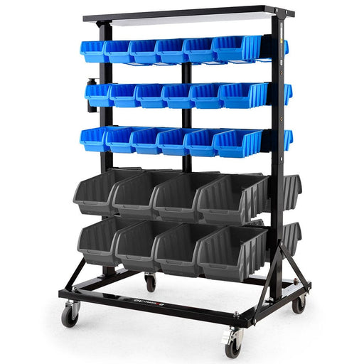 52 Parts Bin Rack Storage System Mobile Double - sided