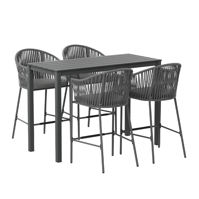 5pcs Outdoor Bar Table Furniture Set Chairs Patio Bistro 4
