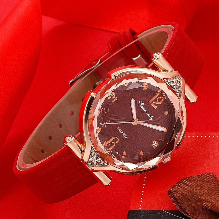 5pcs Set Watches Women Leather Band Ladies Watch Simple
