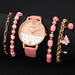 5pcs Set Womens Fashion Quartz Watch Female Clock Geometry