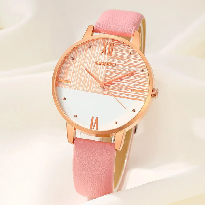 5pcs Set Womens Fashion Quartz Watch Female Clock Geometry