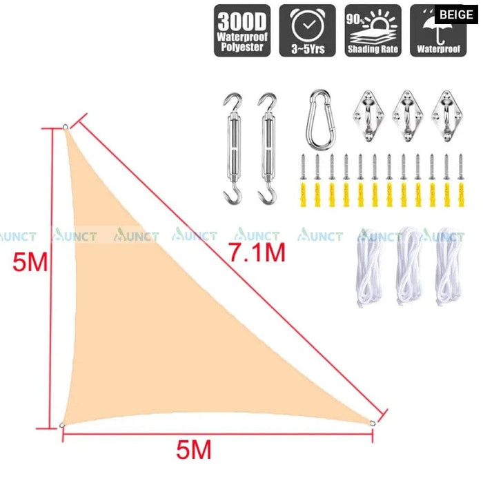 5x5x7.1m Triangle Uv Block Sun Shade Sail Perfection