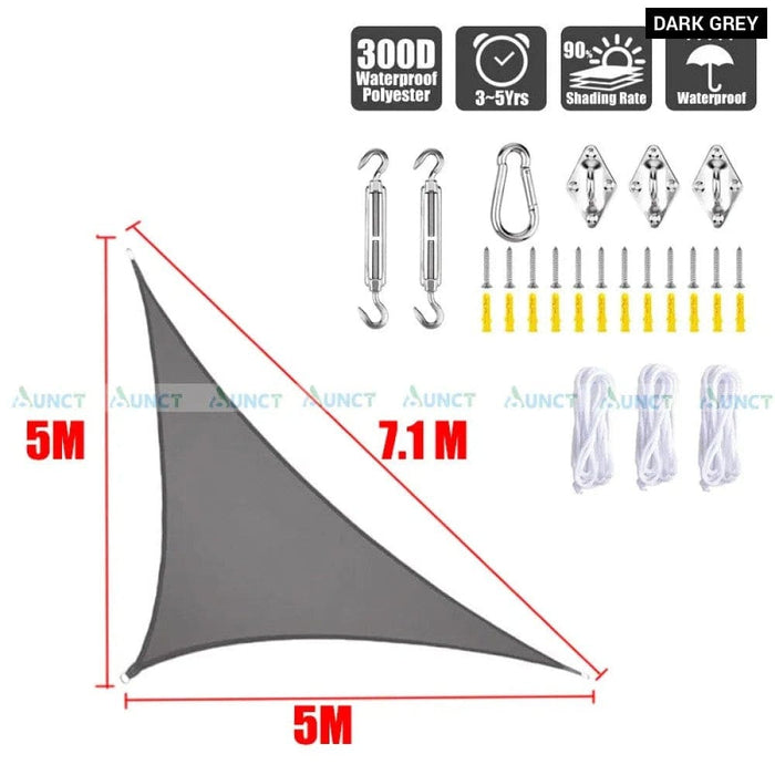 5x5x7.1m Triangle Uv Block Sun Shade Sail Perfection