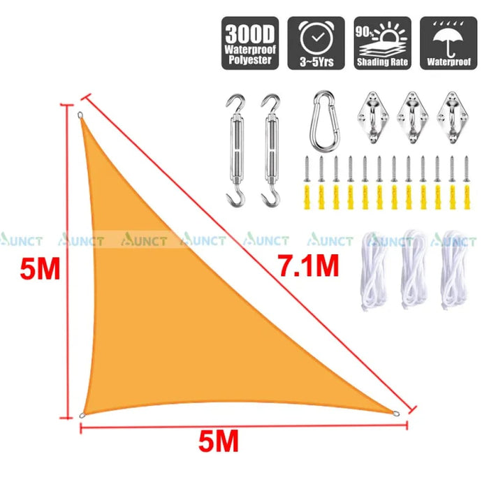 5x5x7.1m Triangle Uv Block Sun Shade Sail Perfection