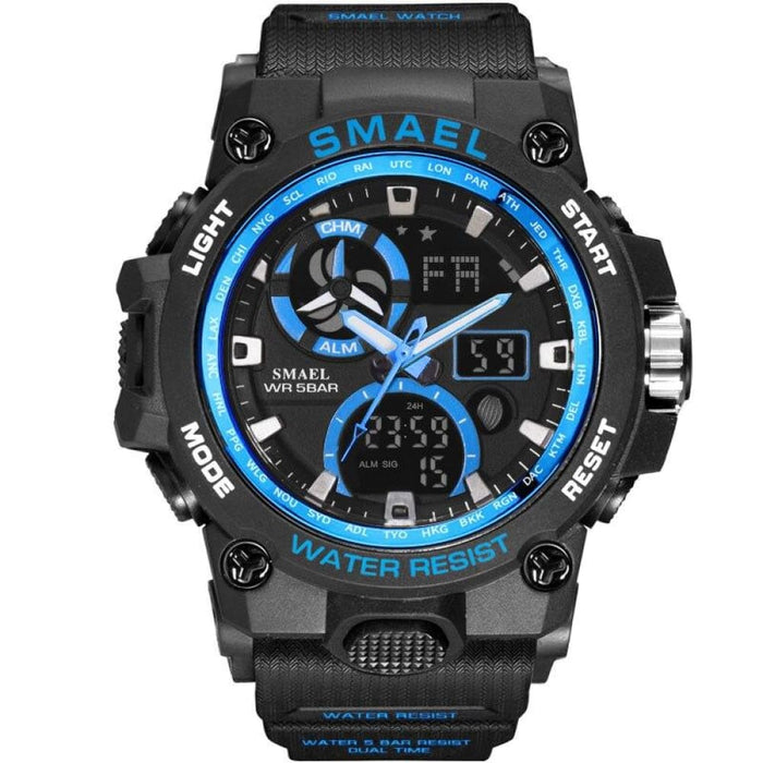 6 in 1 Men’s 50m Waterproof Dual Time Digital Sport Wrist